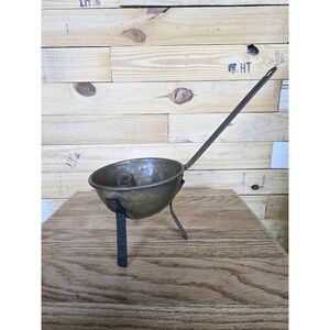 18th Century Hand Forged Cooking Spider Copper Pot Kettle‎ Iron Legs + Handle